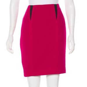 Leather-Trimmed Fucshia Skirt Size M 6
